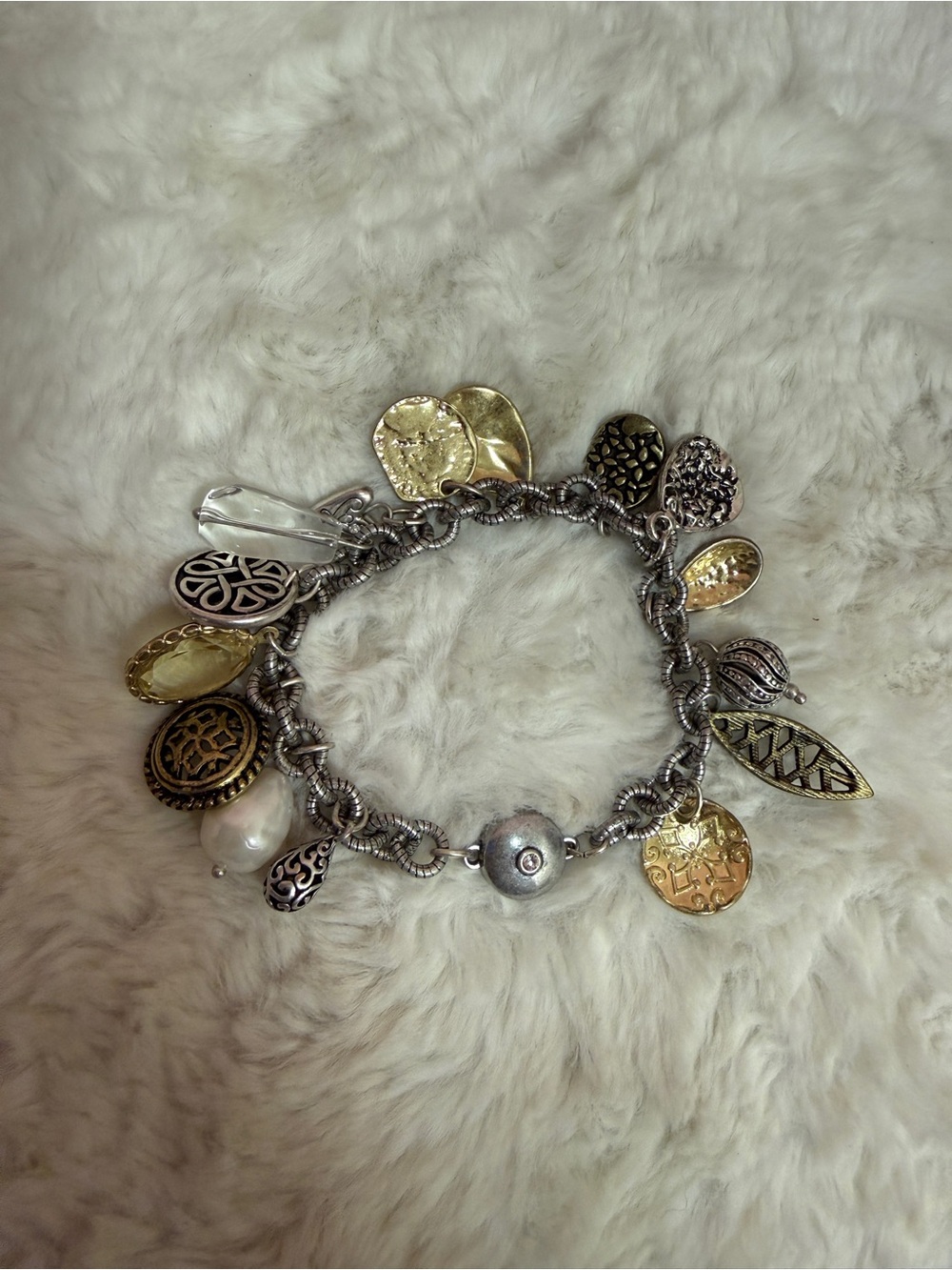 Chico's Two-Tone Charm Bracelet in Gold and Silver